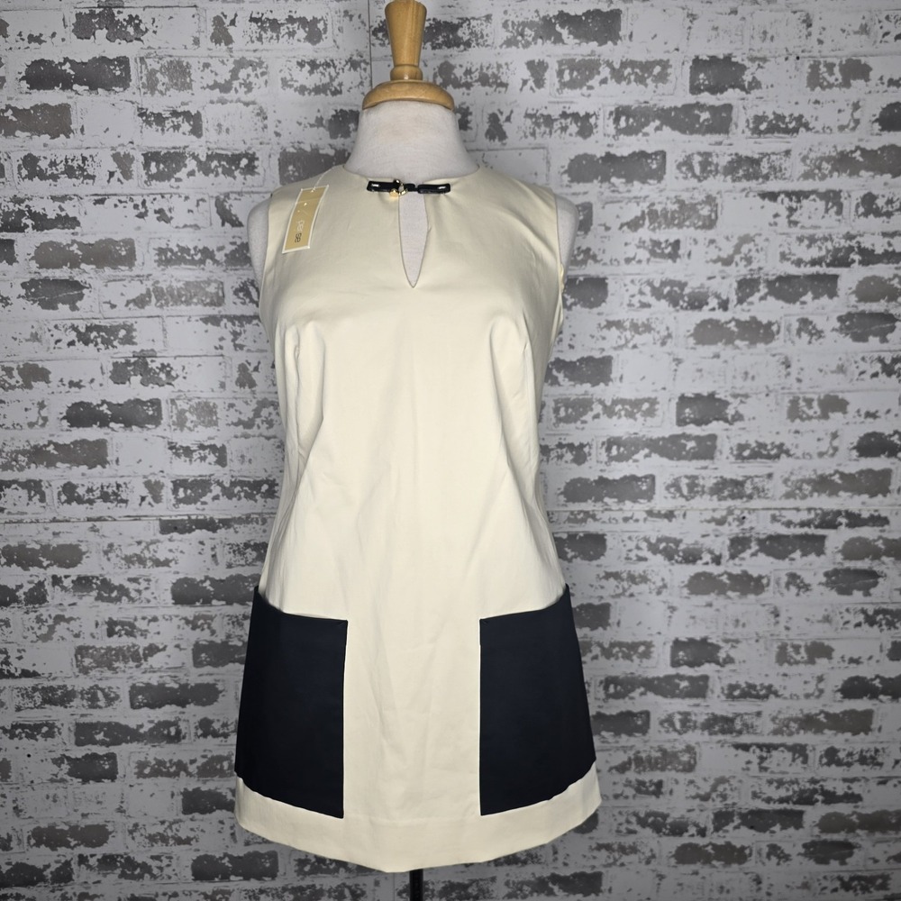 NWT $395 Per Se Dress Womens Sz 4 Satin Sleeveless Mini Dress Vented Lined Vogue